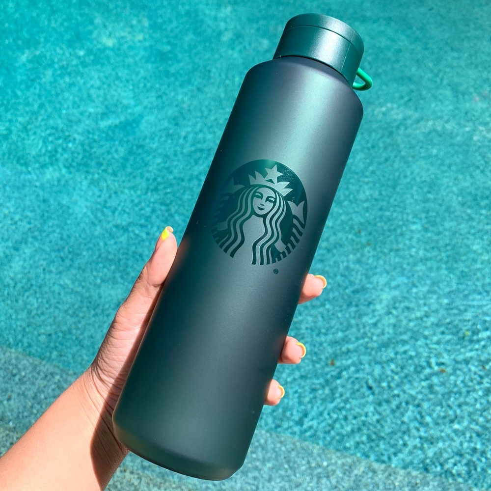 Starbucks Dark Forest Green Lightweight Plastic Water Bottle (24 oz)